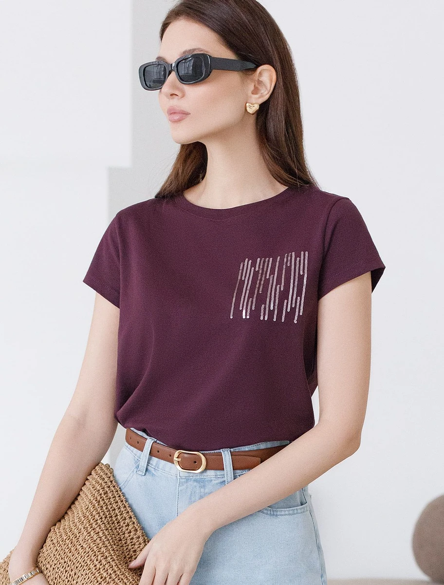 

Футболка, Фиолетовый;бургунди_блестки