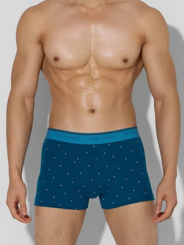 Трусы боксеры мужские синие с узором