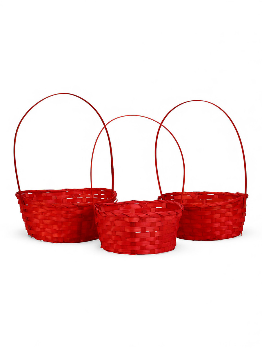 

Корзина плетеная для хранения, бамбук, красная, набор 3 шт., greengo, Красный