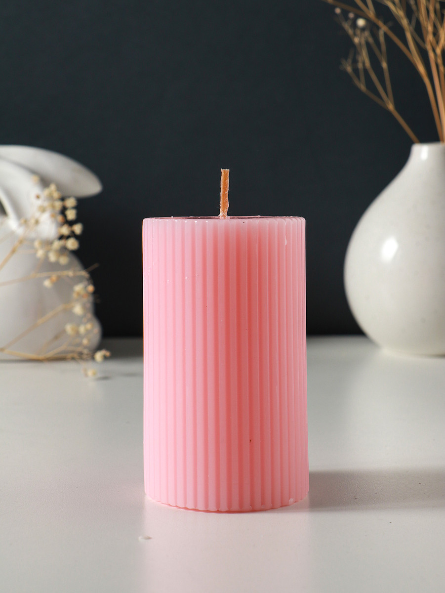 

Свеча - цилиндр 6×10 см, 250 г, с мелкими гранями, розовый