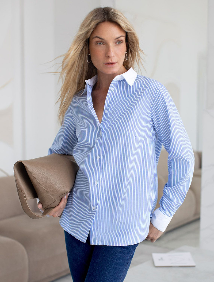 

Блузка, Голубой;голубой-белый