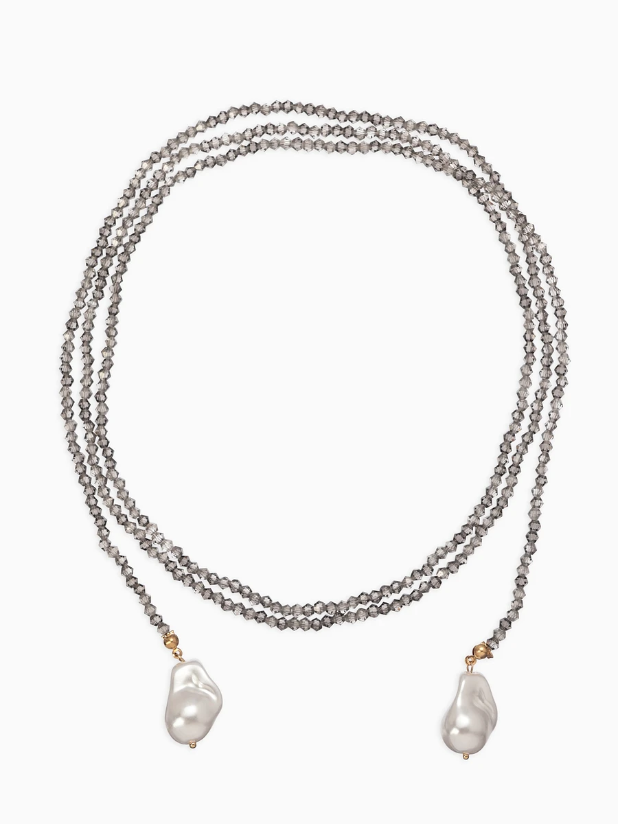 

Бусы бисерные с подвесами жемчуг, Серый