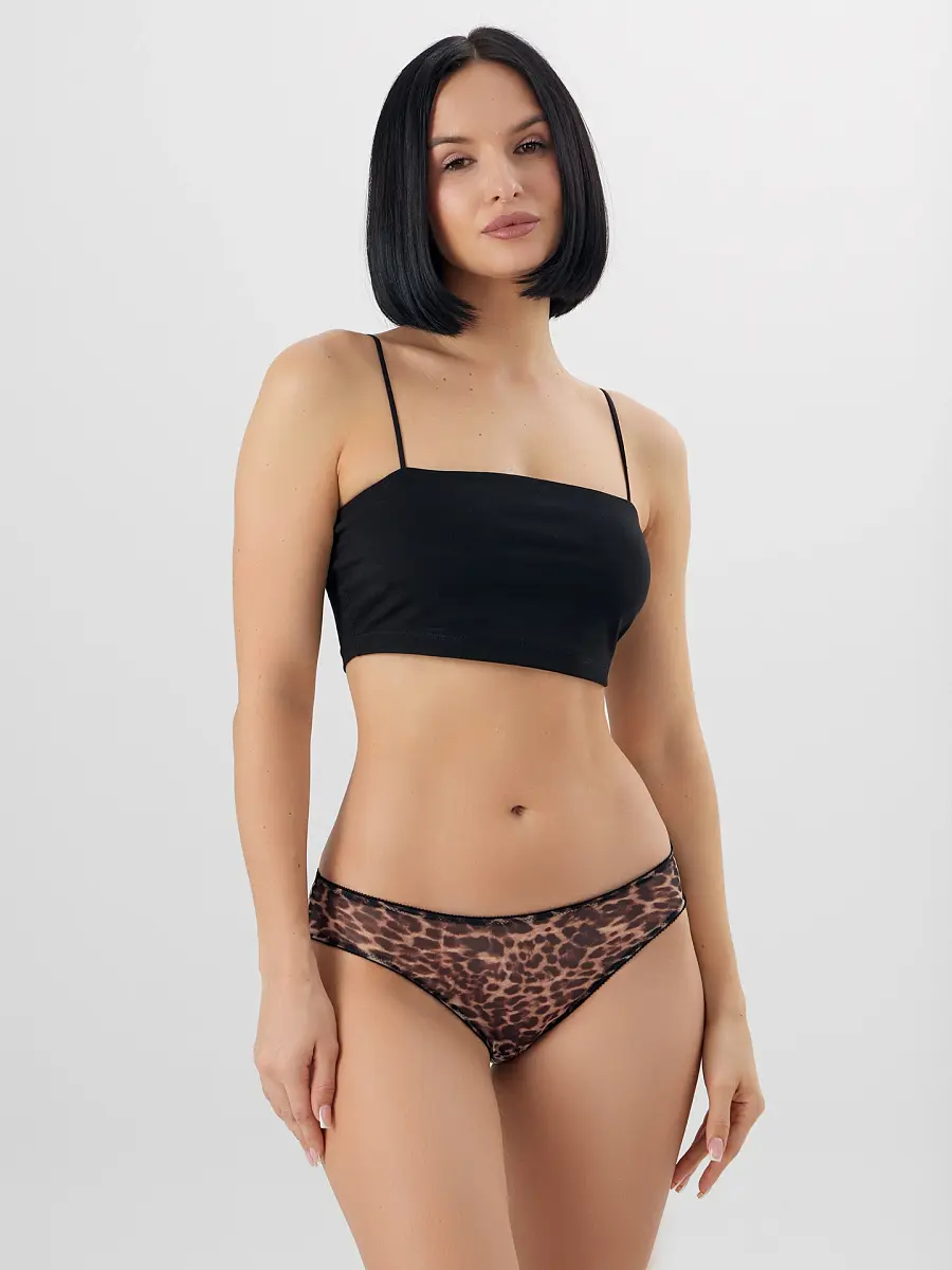 

Трусы слипы женские с леопардовым принтом, Коричневый;леопард на коричневом