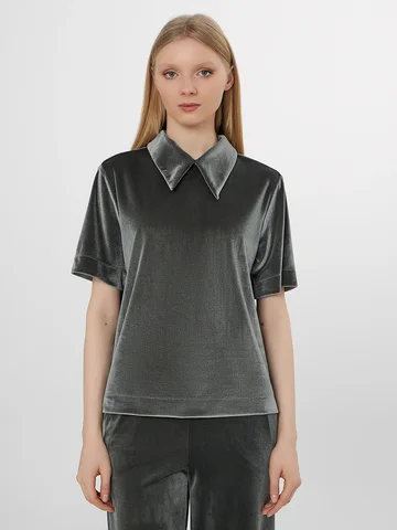 Поло велюровое женское зеленое