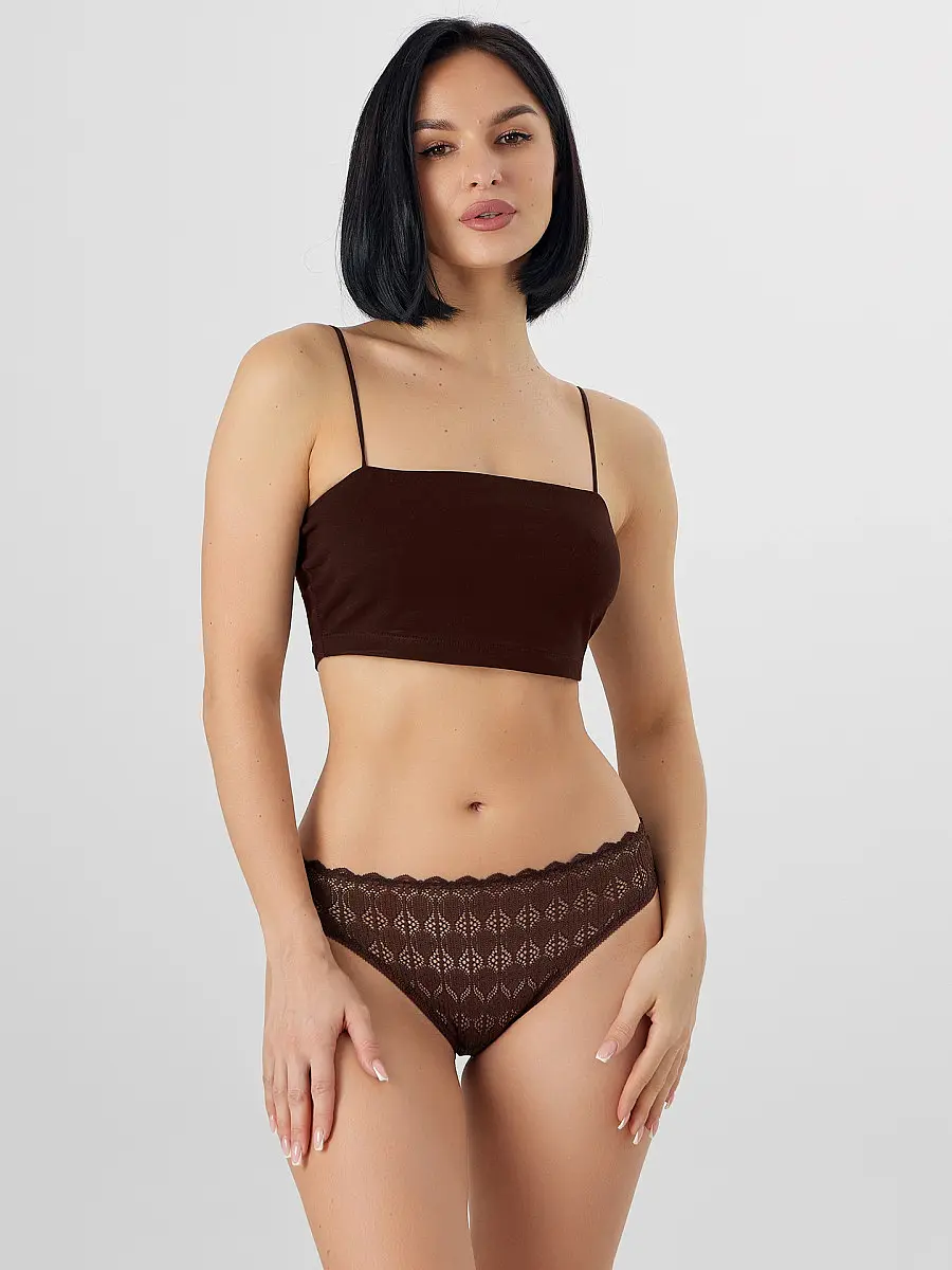 

Трусы женские коричневые классические кружевные, Коричневый;цикорий
