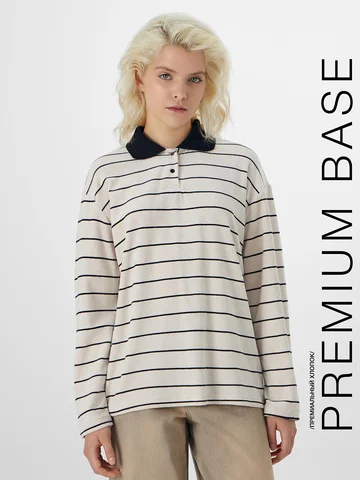 Поло женское бежевое в полоску