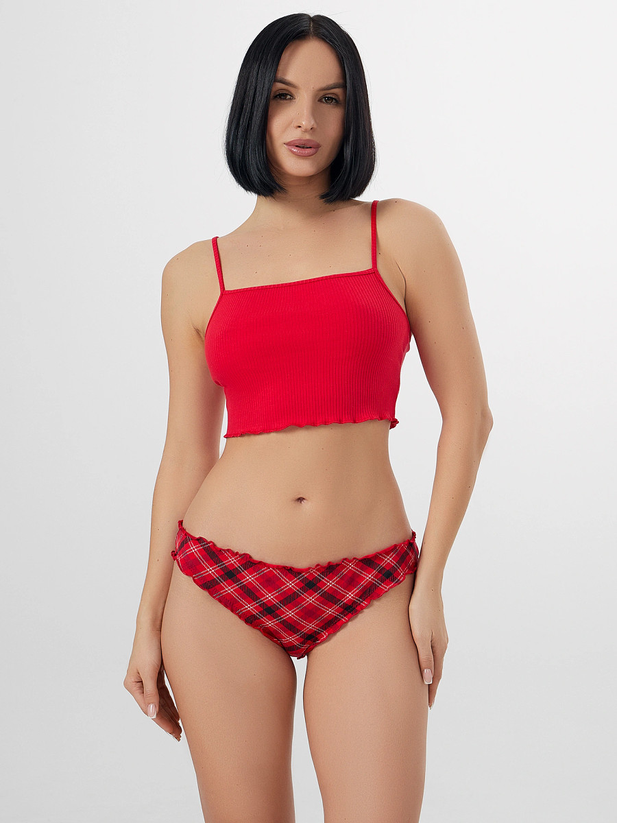 

Трусы слипы женские красные в клетку, Красный;красная клетка