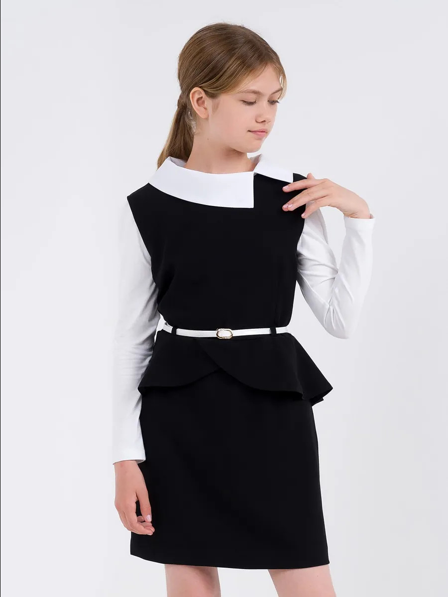 

Школьный сарафан с баской, Черный