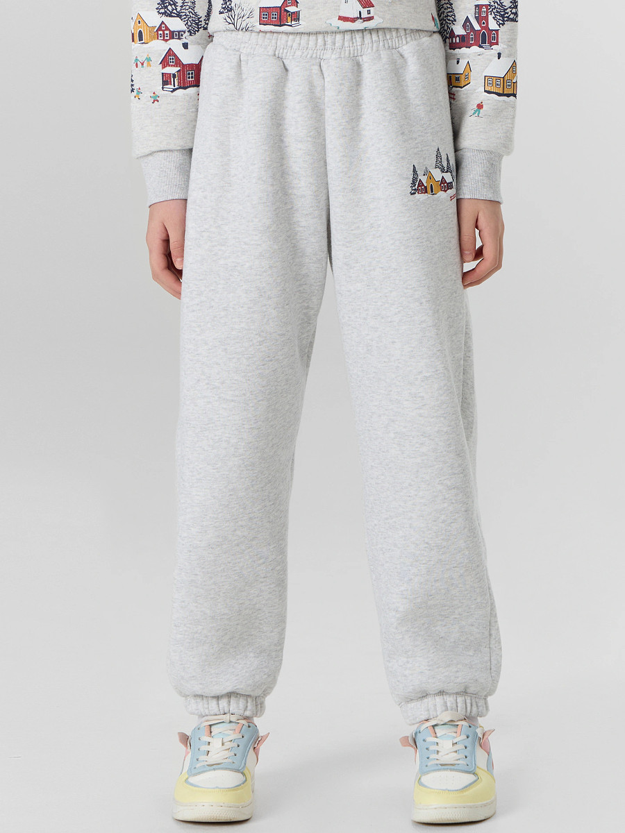 

Брюки для девочек, Серый;серый меланж 4306-а +печать3