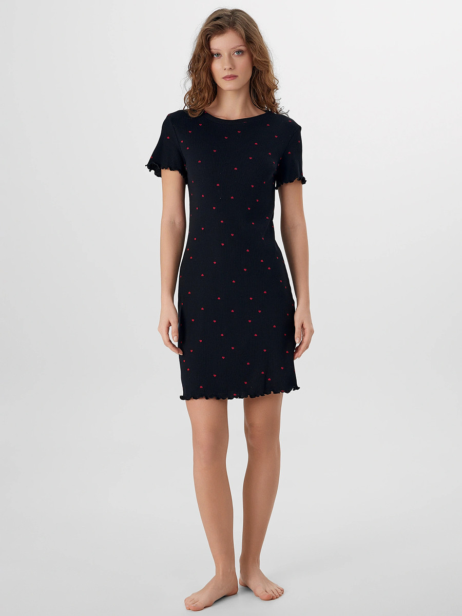 

Сорочка ночная женская, Черный;сердечки на черном