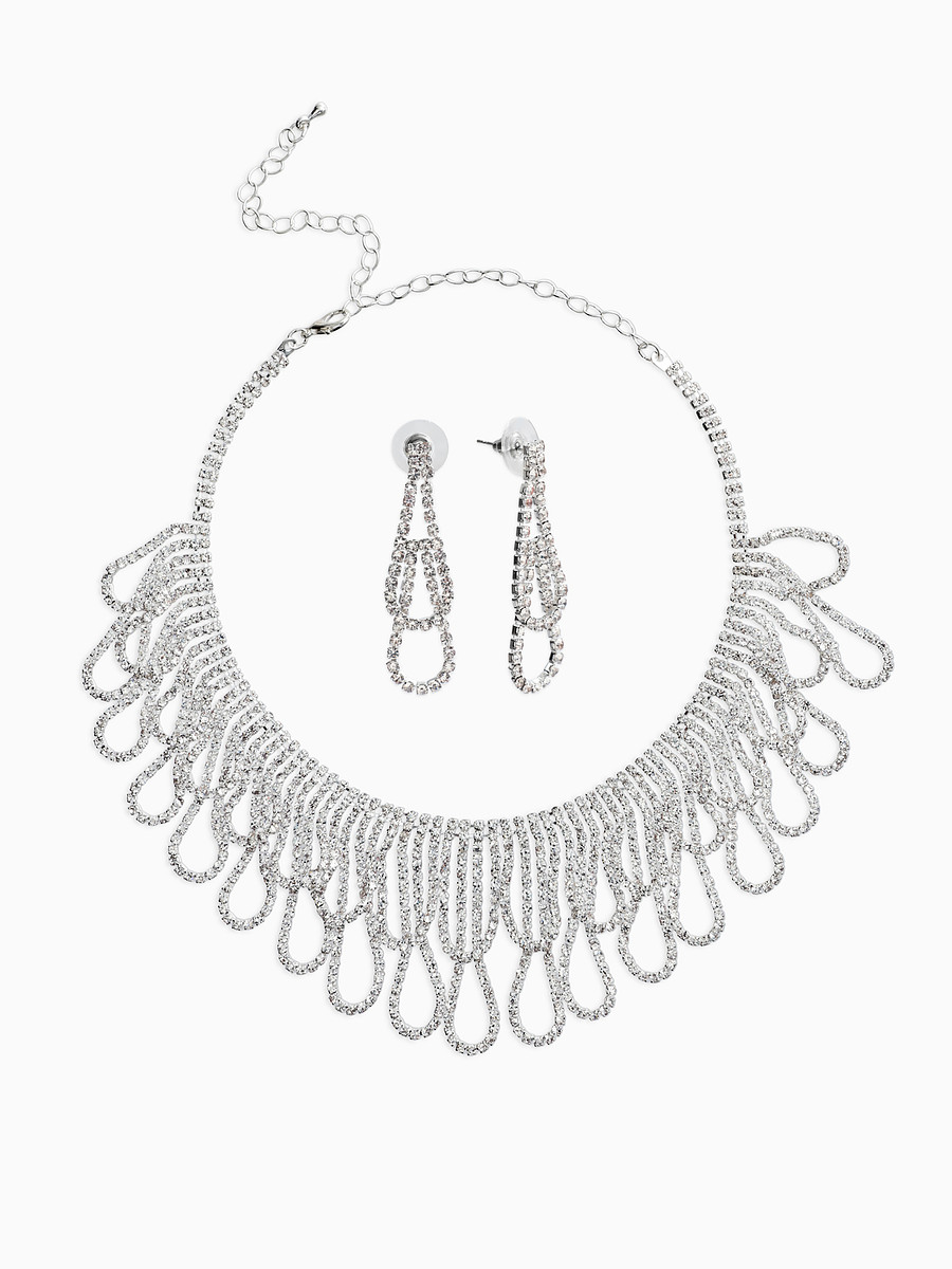 

Набор 2 предмета: серьги, колье со стразами, Белый