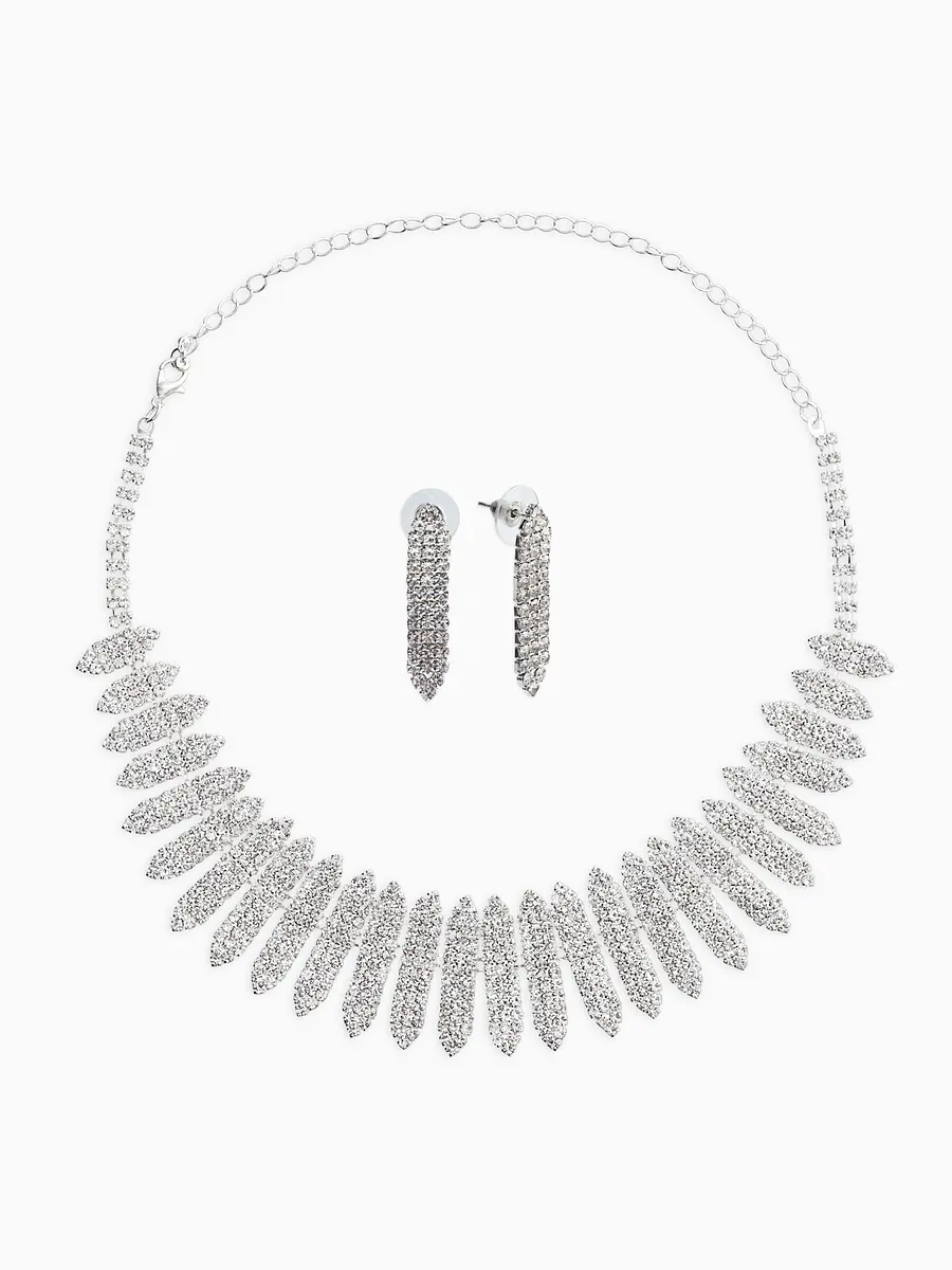 

Набор 2 предмета: серьги, колье со стразами, Белый