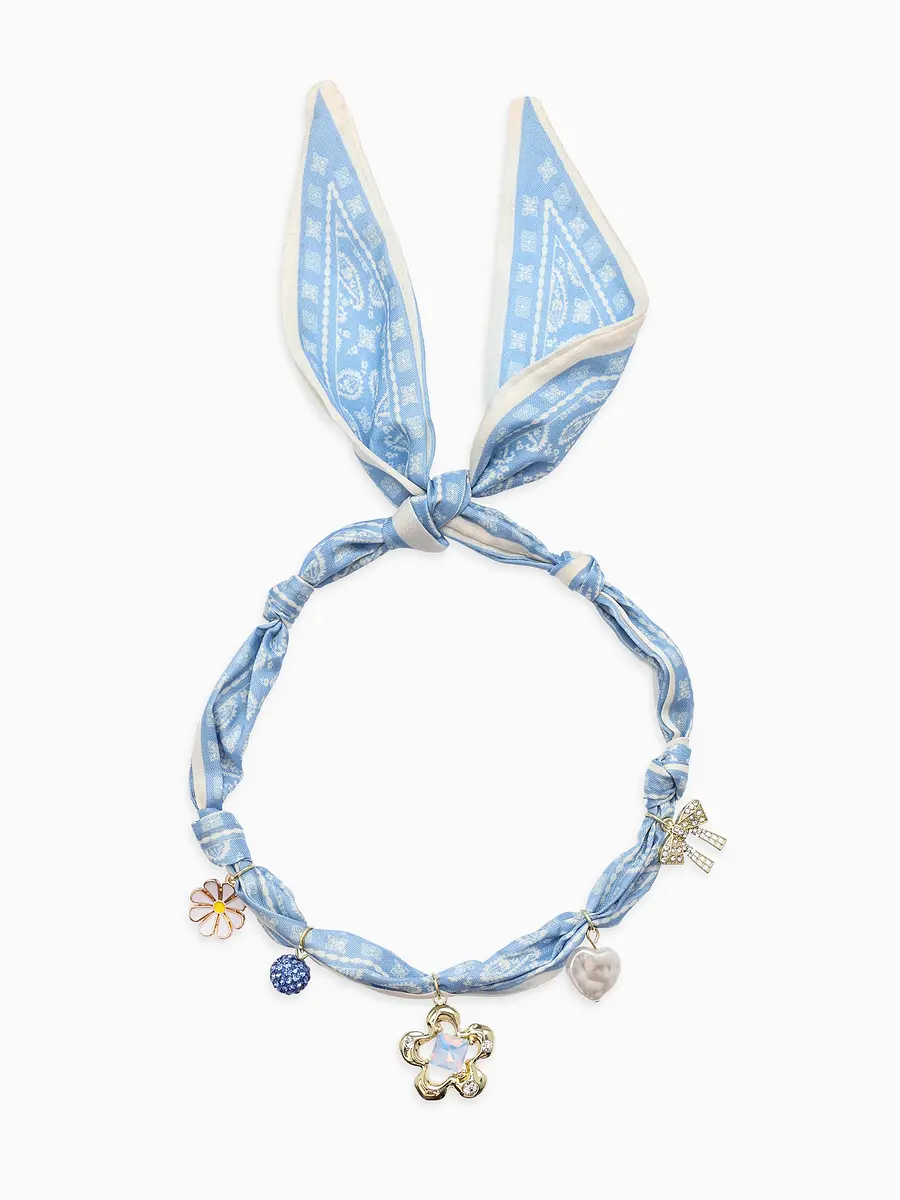 

Колье чокер на платке, Голубой