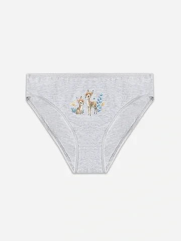 Трусы слипы для девочек серые с принтом