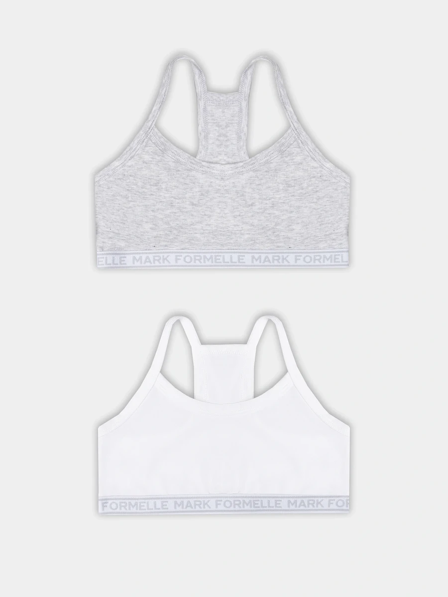 

Топ для девочек (2шт.), Белый;серый;белый +серый меланж 4306а