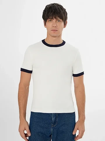 Футболка мужская белая с контрастной отд