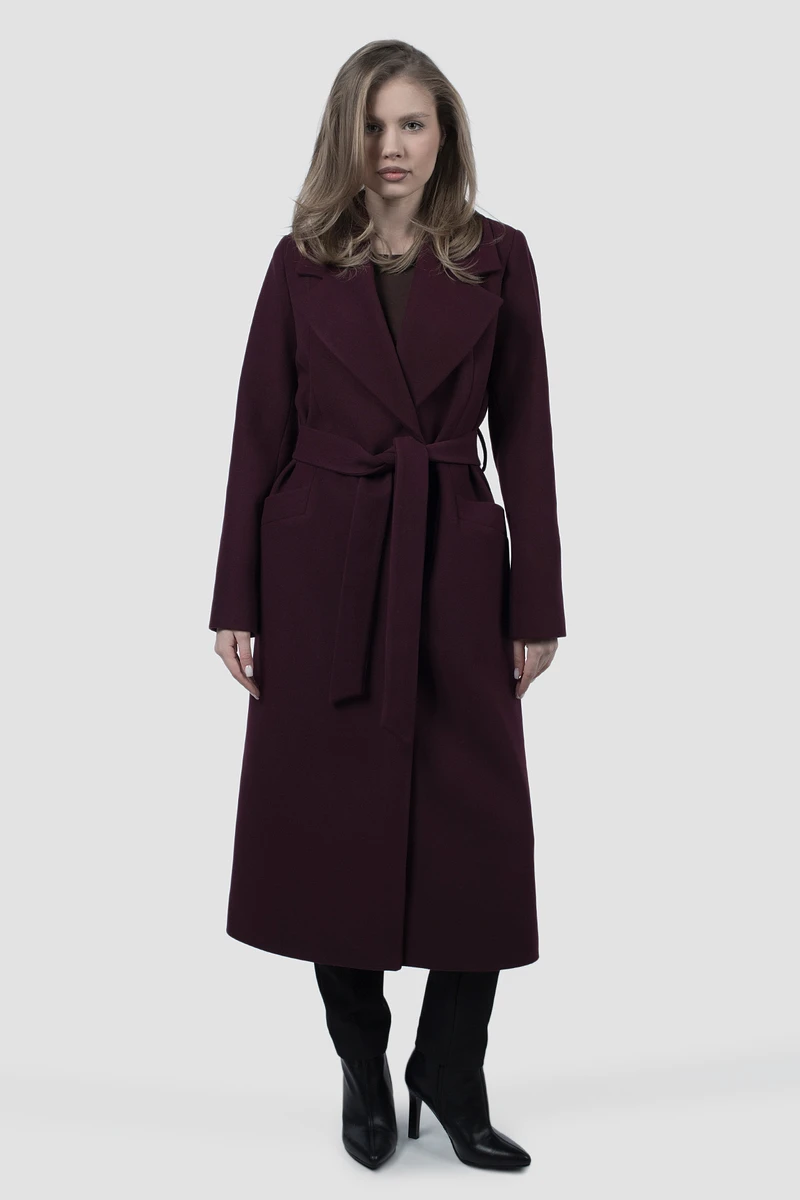 

Пальто пояс, Бордовый;марсала