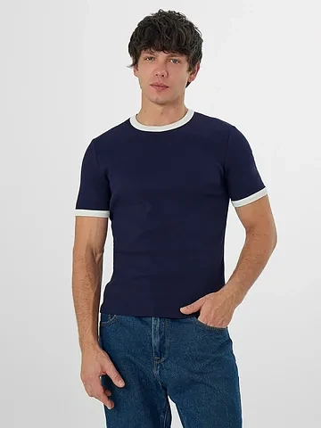 Футболка мужская синяя с контрастной отд