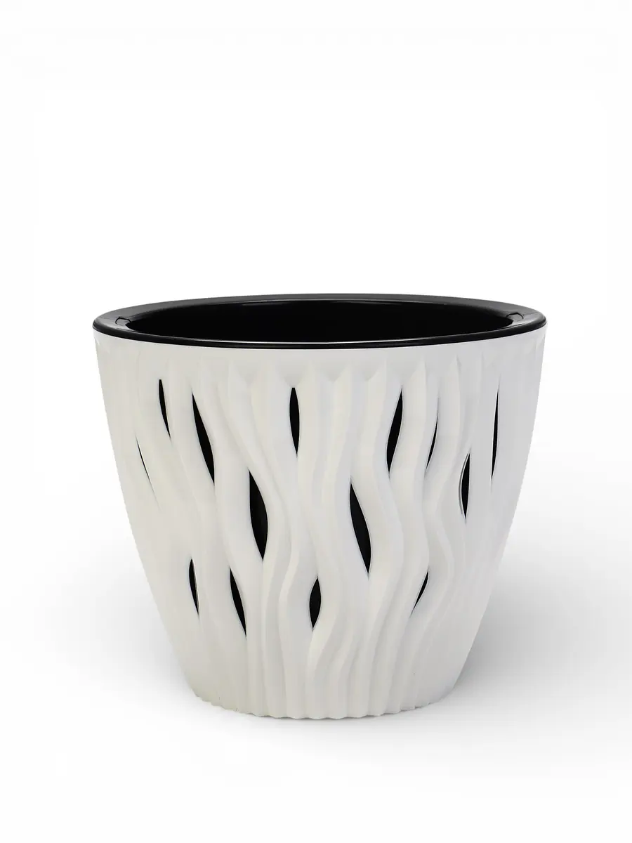 

Кашпо для цветов со вставкой, Белый