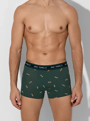 Трусы боксеры мужские зеленые с принтом
