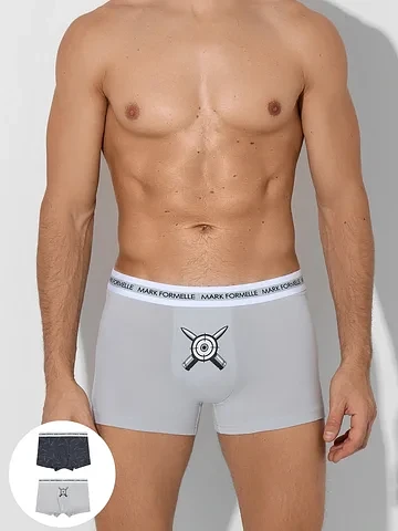 Трусы боксеры мужские серые в наборе, 2 