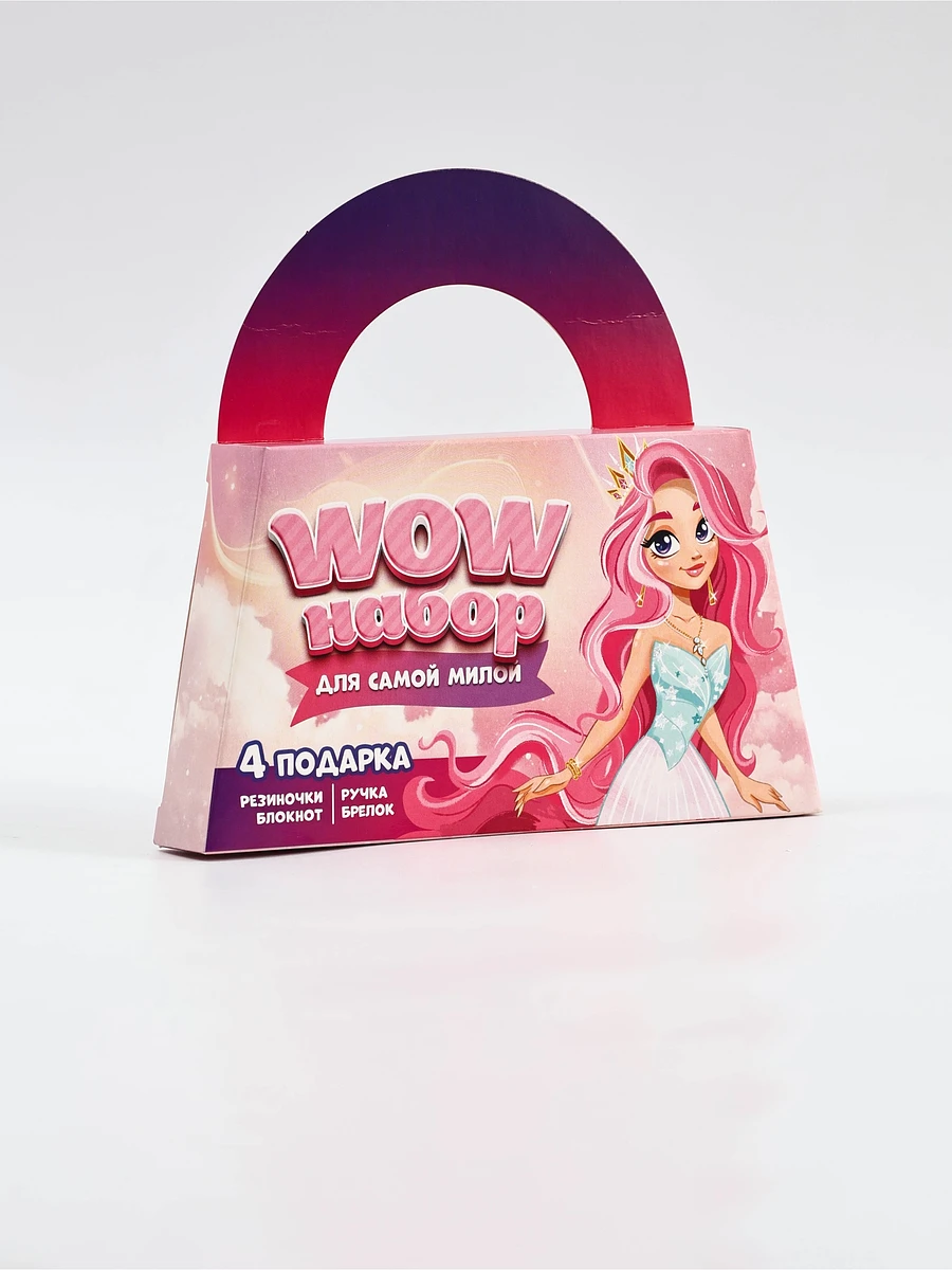 

Подарочный набор: блокнот а6, 8 л. резиночки 10шт, брелок-пушистик, мини ручка, Розовый