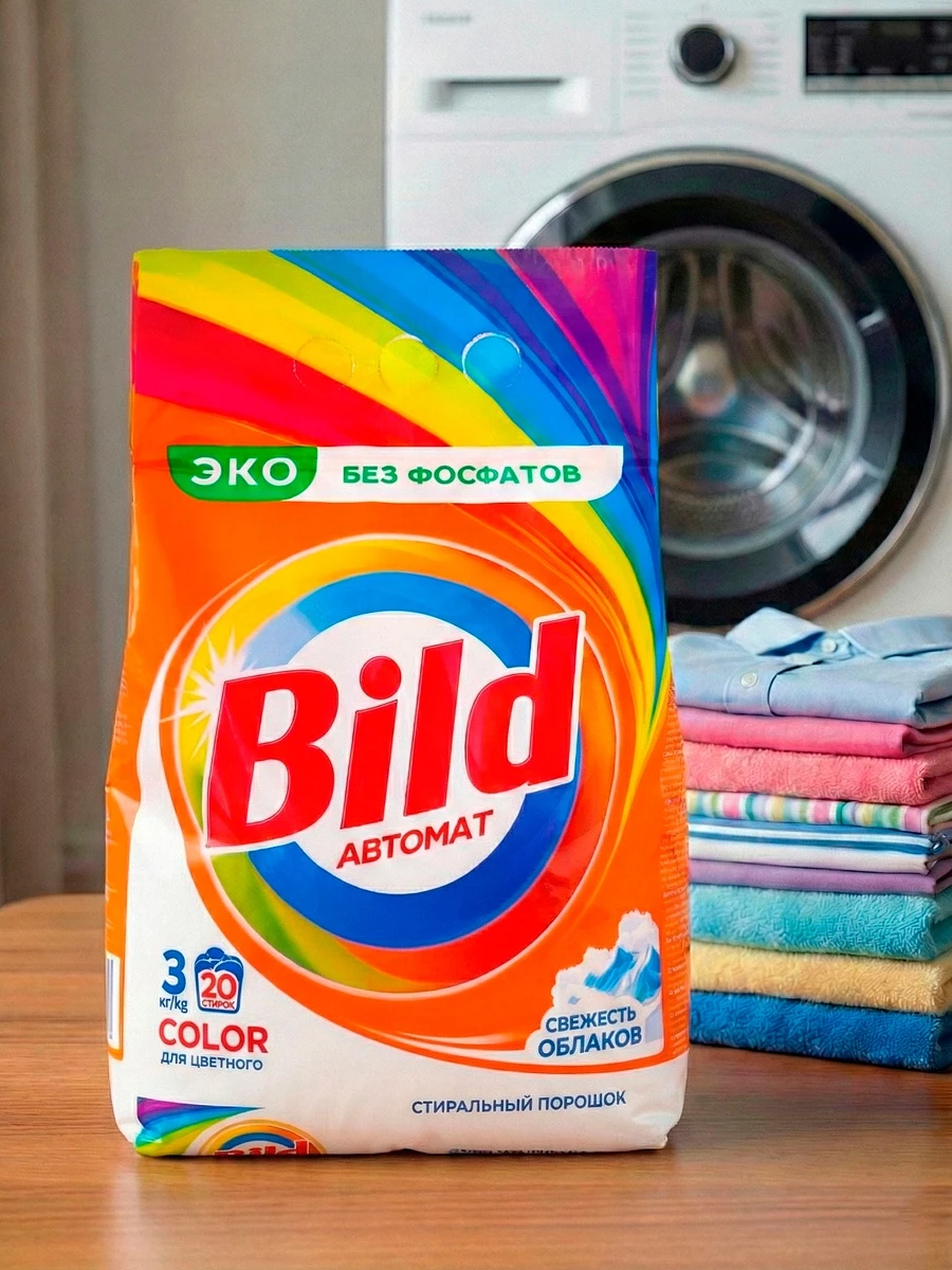 

Стиральный порошок bild color, эко, без фосфатов, 20 стирок, 3 кг
