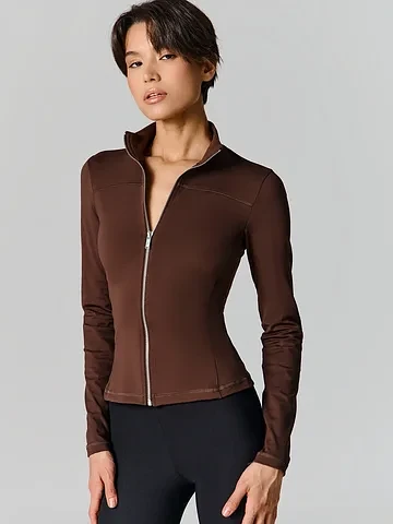 Жакет спортивный женский на молнии корич