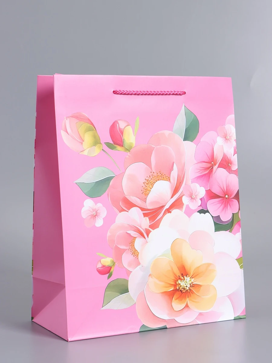 

Пакет подарочный ламинированный, Разноцветный;розовый