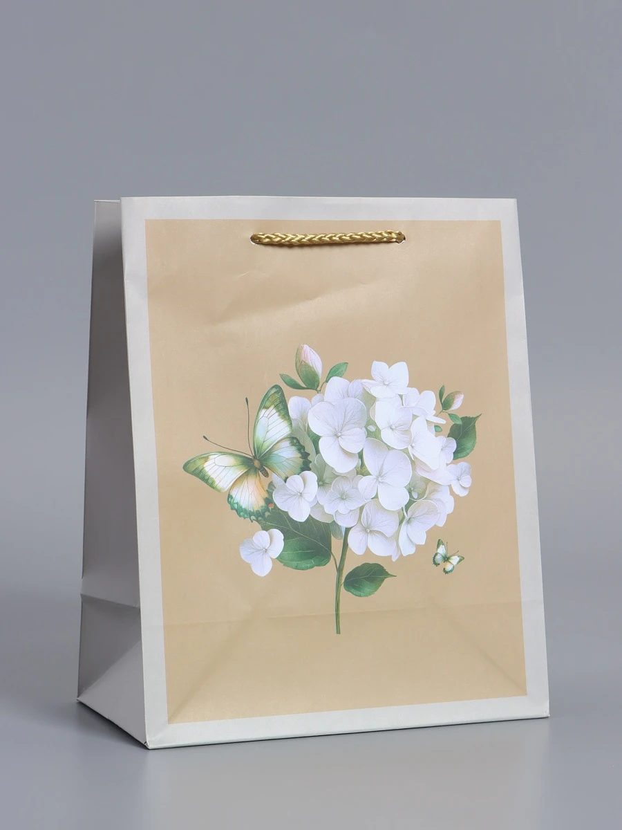 

Пакет подарочный ламинированный, Бежевый;серый