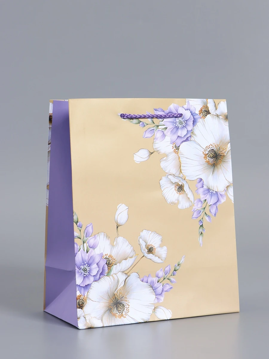 

Пакет подарочный ламинированный, Розовый;бежевый