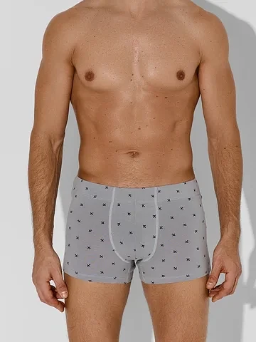 Трусы боксеры мужские серые с узором сам