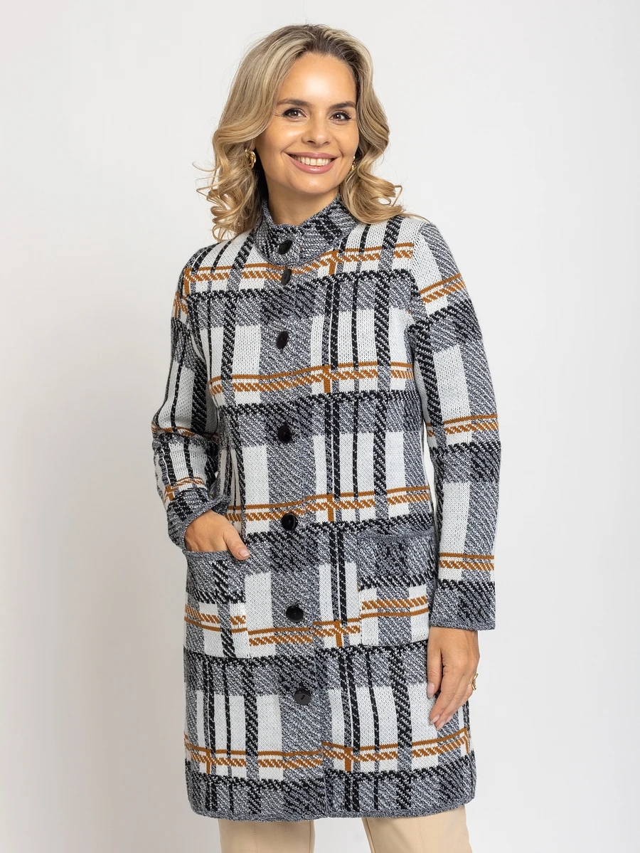 

Кардиган, Серый;черн-горчич