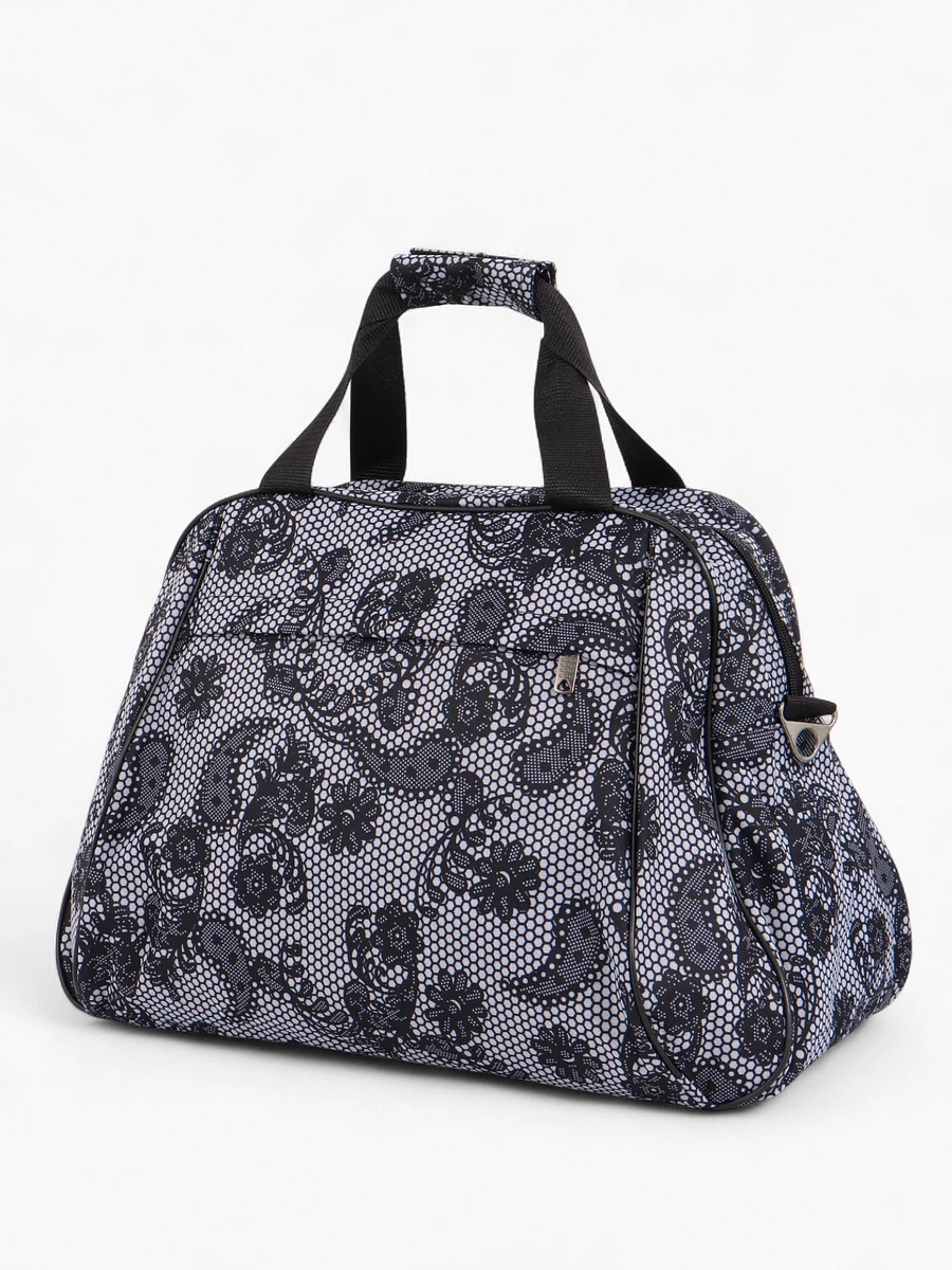 

Сумка дорожная на молнии, 2 наружных кармана, длинный ремень, белый/черный