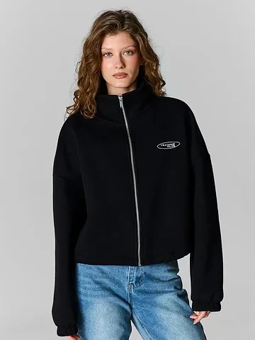 Теплая толстовка женская черная на молни