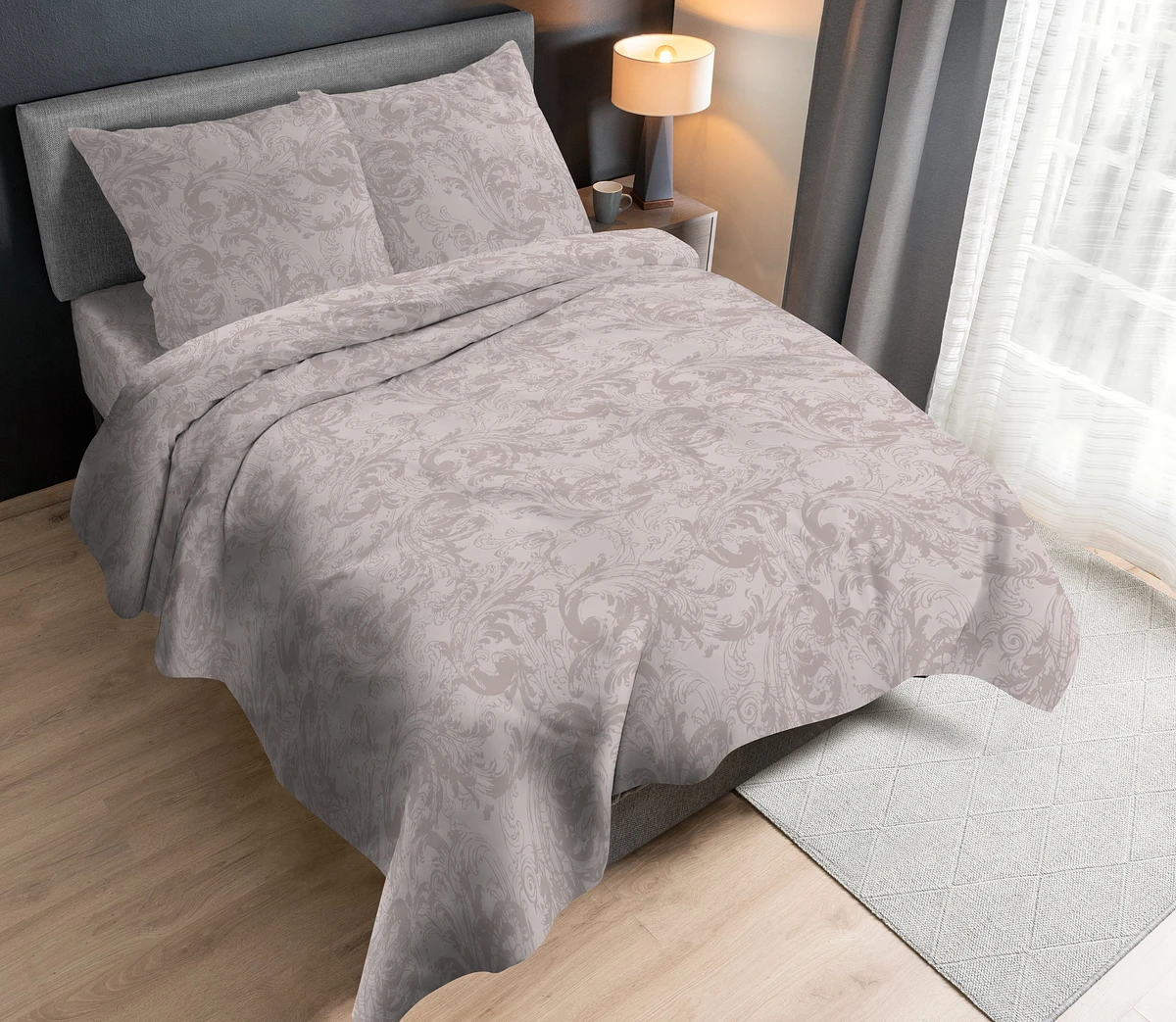 

Постельное белье 2-спальное с Евро простыней, Бежевый;пудровый