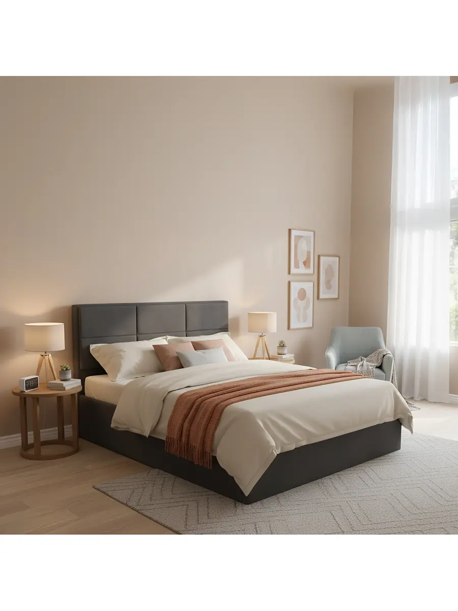 

Кровать двуспальная, Серый