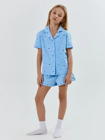 Комплект для девочек (рубашка, шорты)