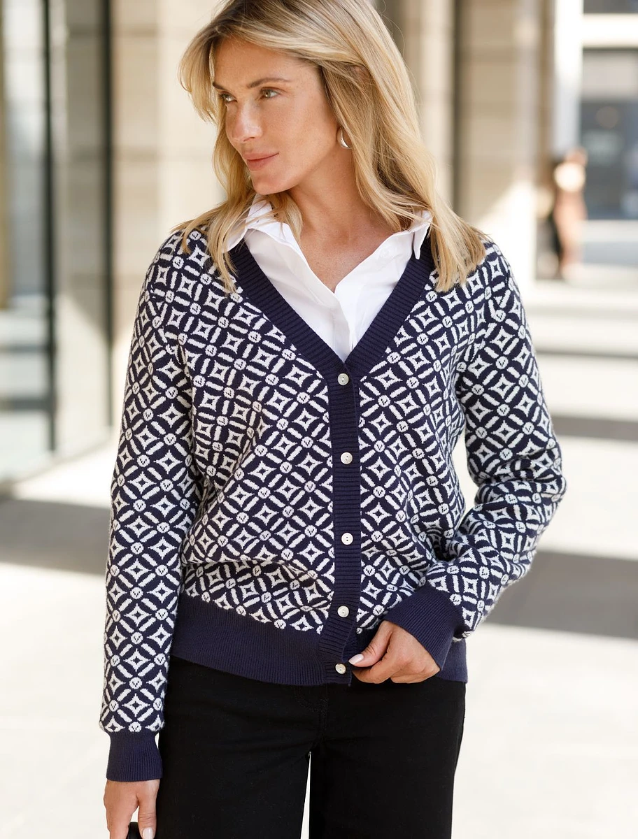 

Кардиган, Синий;синий-белый