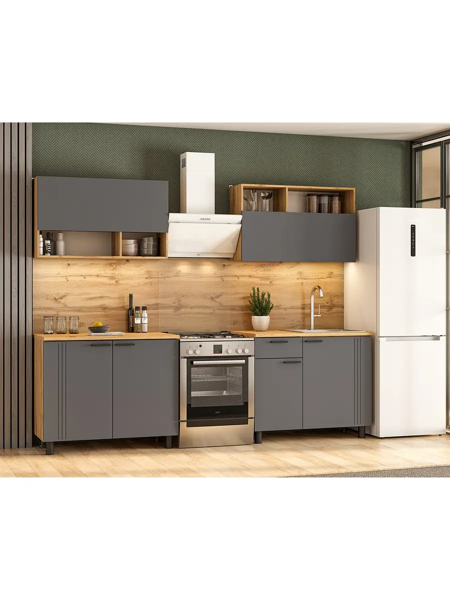 

Кухонный гарнитур прямой, Серый