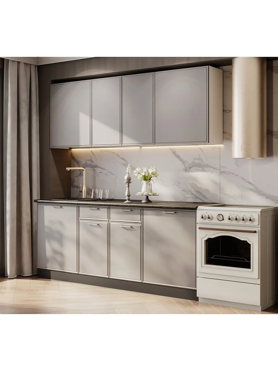 

Кухонный гарнитур 2 метра адель, белый/нео/мраморный берег