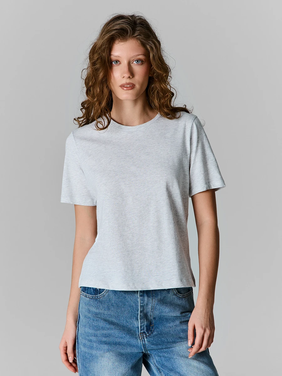 

Футболка базовая женская серая, Св.серый меланж 4306-а