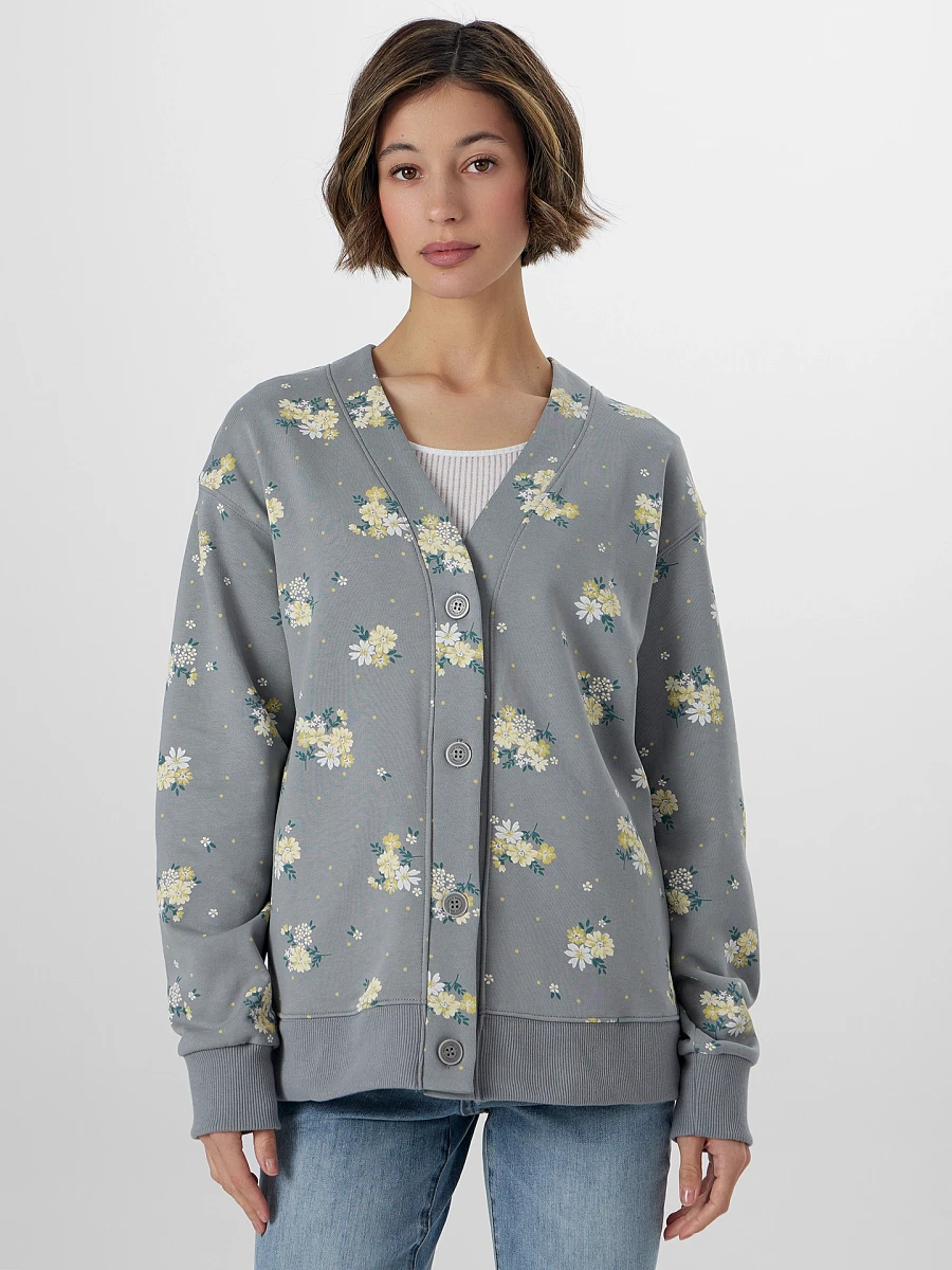 

Кардиган серый с цветочным принтом, Цветы на сером1