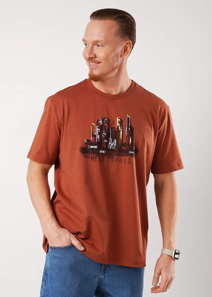 

Футболка, Коричневый;терракотовый