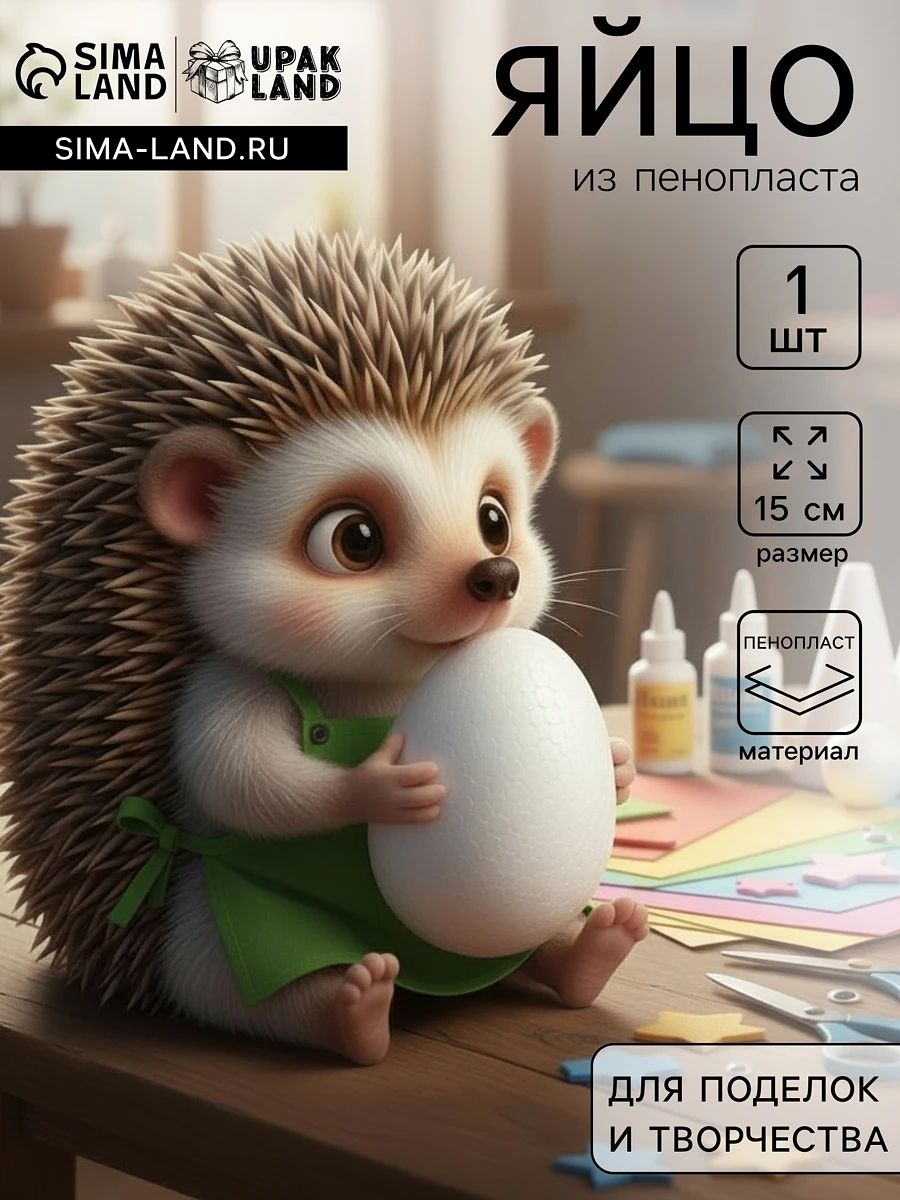 

Яйцо из пенопласта - заготовка, для поделок и творчества, 15 см, Белый