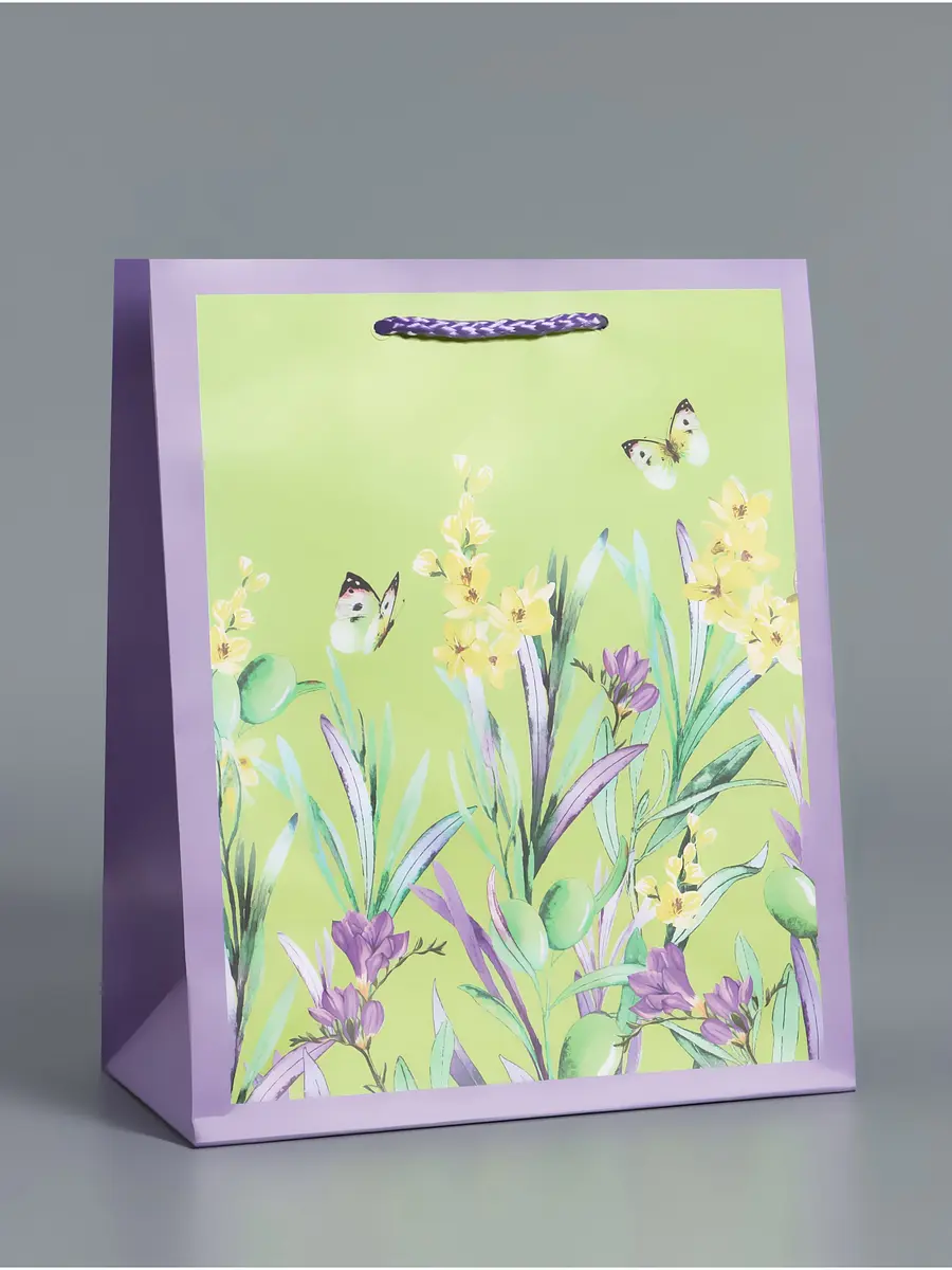 

Пакет подарочный ламинированный,, Сиреневый;зеленый