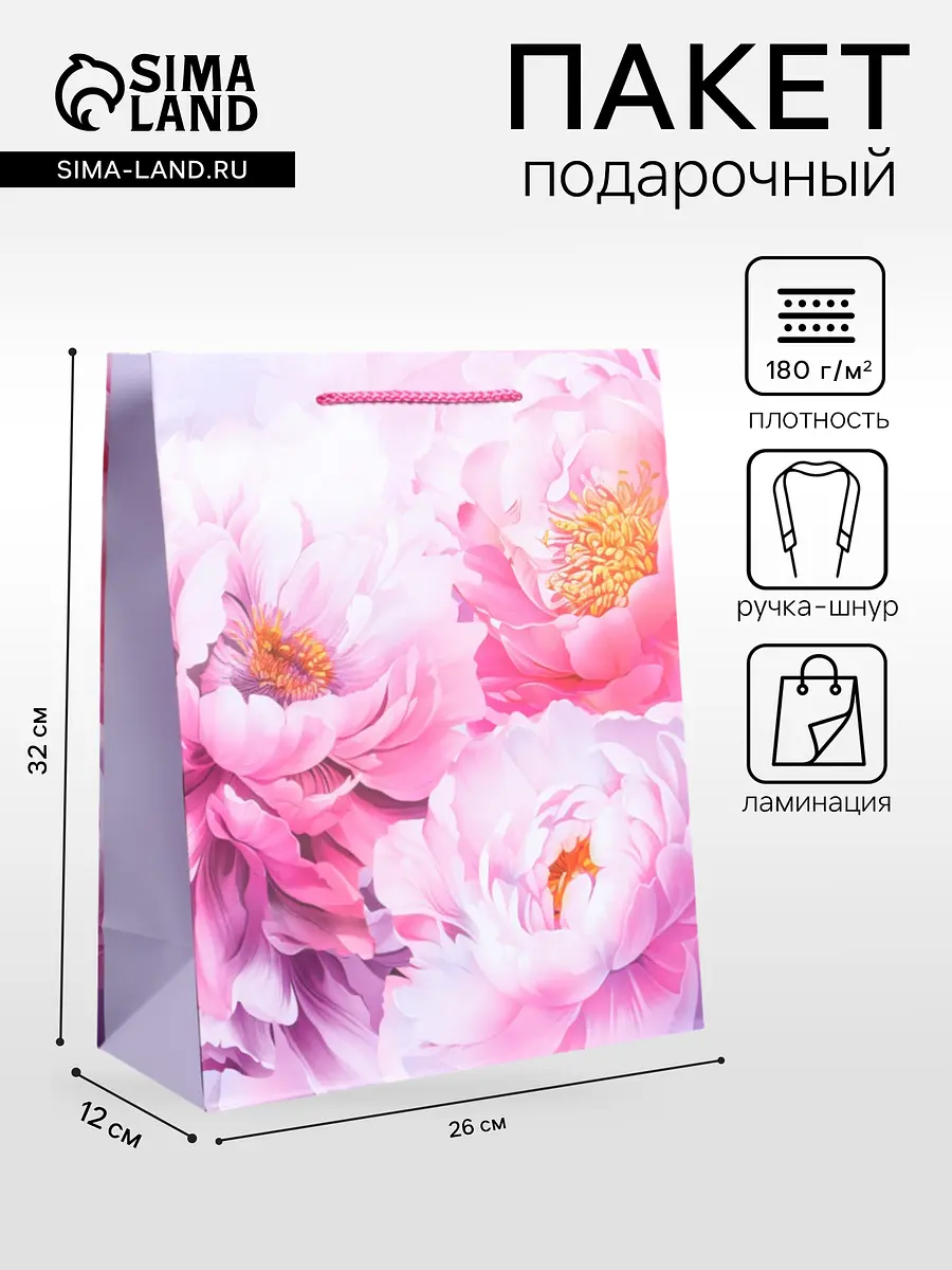 

Пакет подарочный ламинированный, Сиреневый;розовый