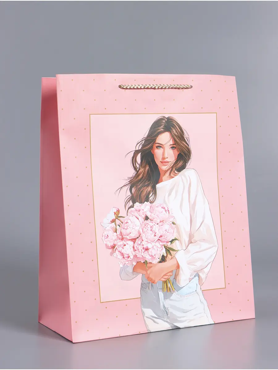 

Пакет подарочный ламинированный, Розовый