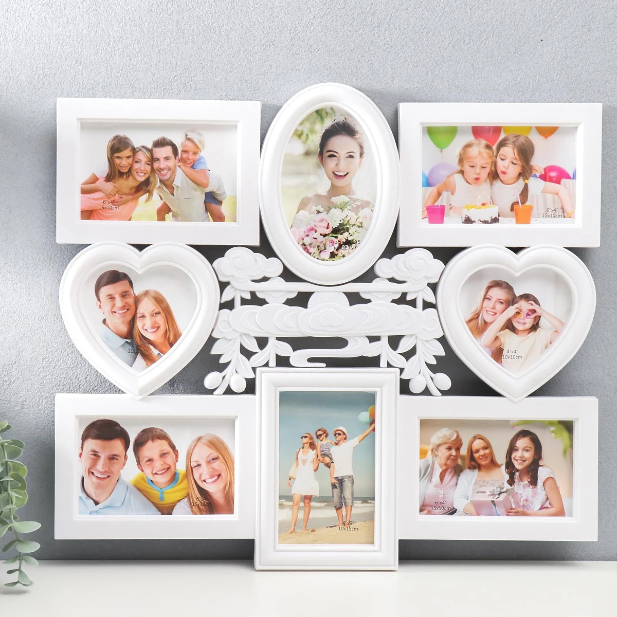 

Фоторамка - коллаж на 8 фото 10×10, 10×15 см, Белый