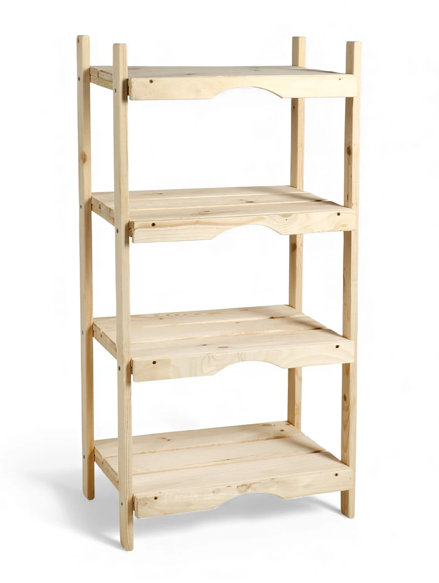 

Стеллаж деревянный, 4 полки 110×50×35 см,, Бежевый